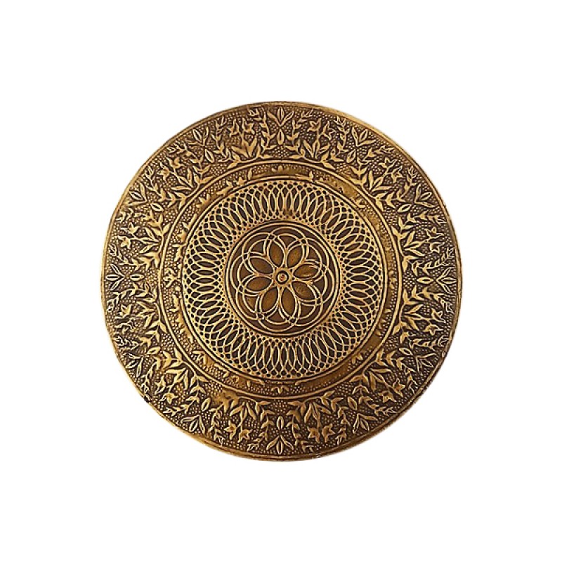 Set of Six Brass Embossed Metal Placemats